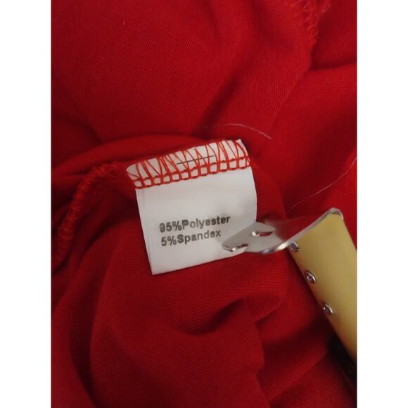 Red Sequin Cold Shoulder Strappy Long Sleeve Shirt Women’s 2XL Holiday Party - Picture 9 of 9